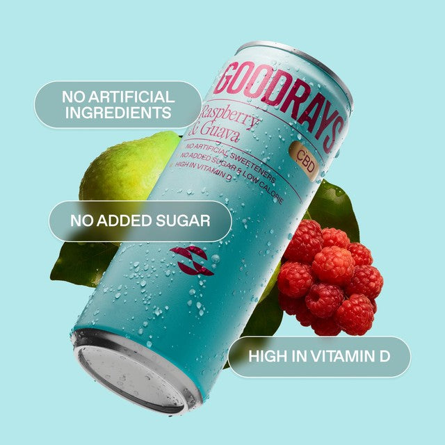 Goodrays Raspberry & Guava CBD drink 4 x 250ml, UK version