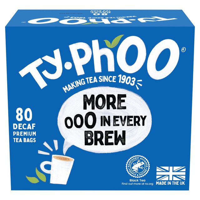 Typhoo decaf black tea bags 80 count (British brand)