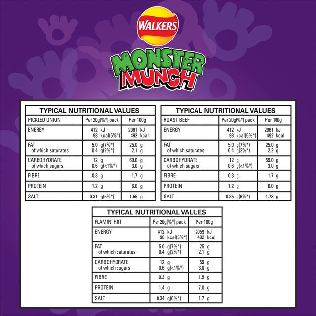 Walkers Monster Munch Variety Multipack 12 x 20g packets (British brand)