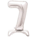 Unique Party giant silver foil number 7 standing balloon, UK version