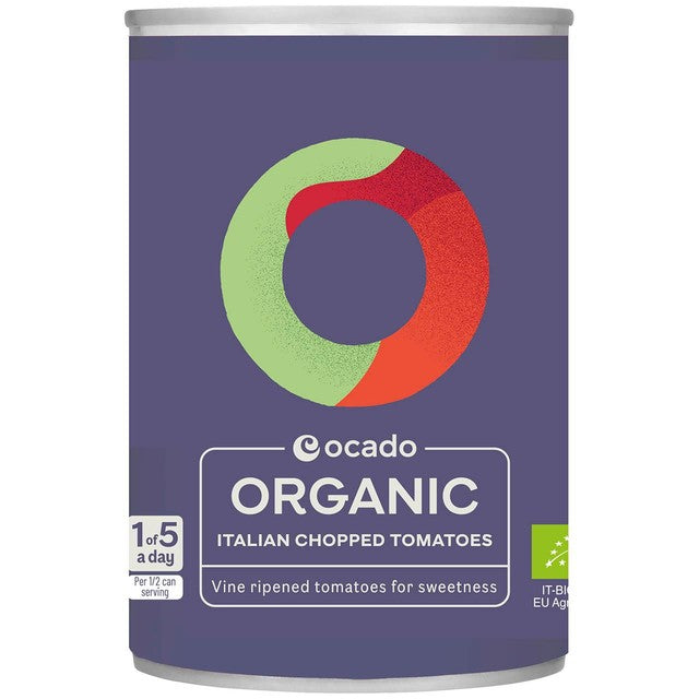 Ocado organic chopped Italian tomatoes 400g, imported from the UK