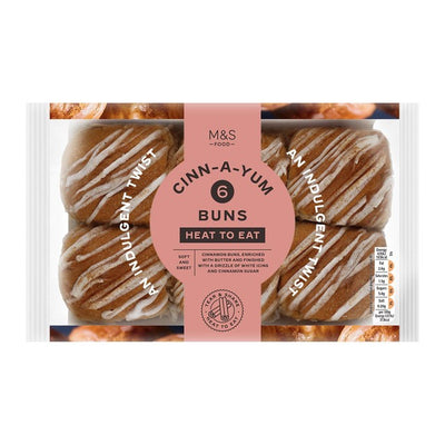 M&amp;S Zimt-Gewürzbrötchen mit Zuckerguss 265g