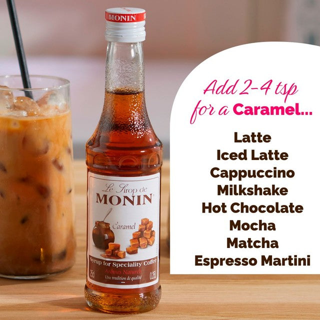 Monin Caramel Syrup 250ml, imported from the UK