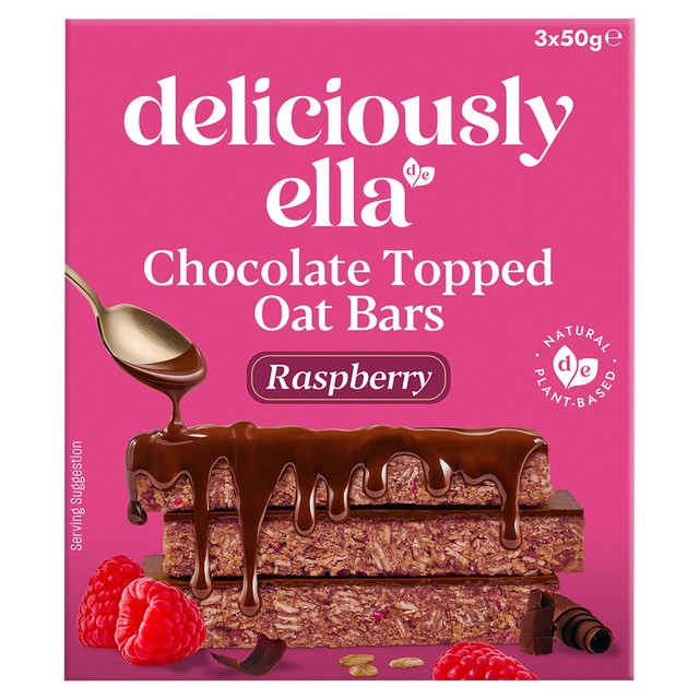 Deliciously Ella raspberry chocolate topped flapjack oat bar multipack - British product