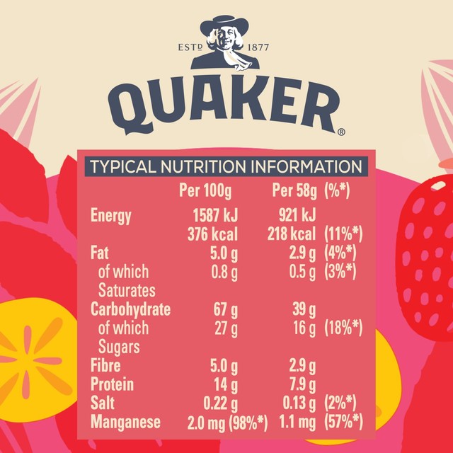 Quaker banana strawberry porridge pot 58g, imported from the UK