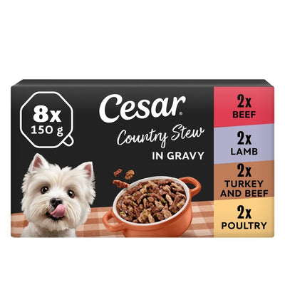 M&S Cesar Country Stew Adult Wet Dog Food Trays Special Selection 8 x 150g- Buy online at McGrocer