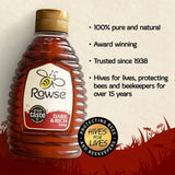 Rowse Dark & Rich Honey in a plastic bottle, imported from the UK