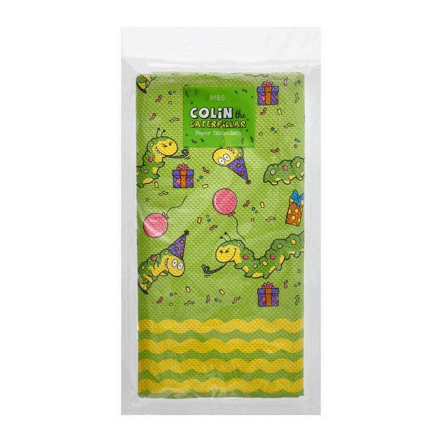 M&S Colin The Caterpillar paper tablecloth 120 x 180cm, imported from the UK