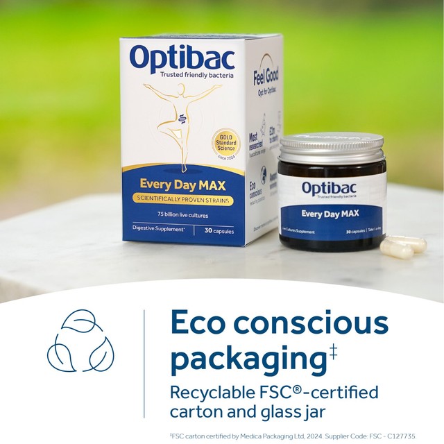 Optibac Every Day MAX probiotic supplement 30 capsules, imported from the UK