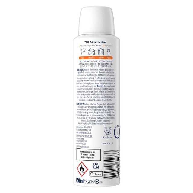 Sure Women's Whole Body Deodorant Spray Citrus 150ml (British brand)