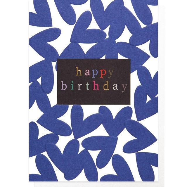 Caroline Gardner Blue Hearts birthday greeting card - British product