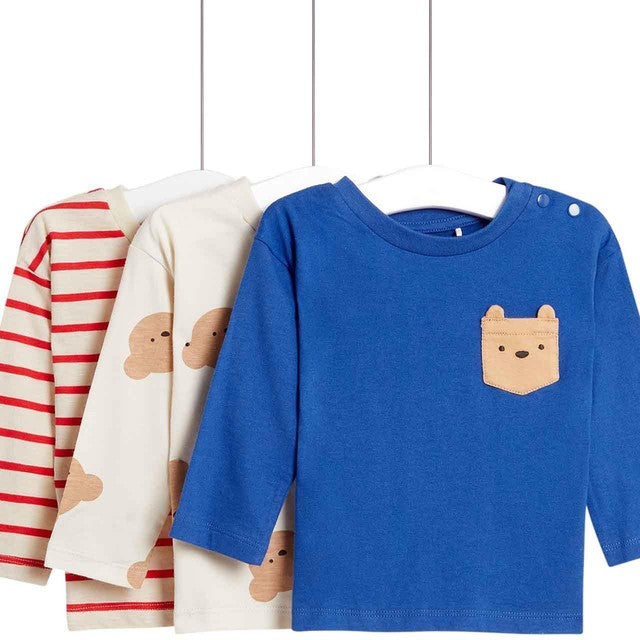 M&S bear-themed baby long sleeve tops 9-12 month, imported from the UK