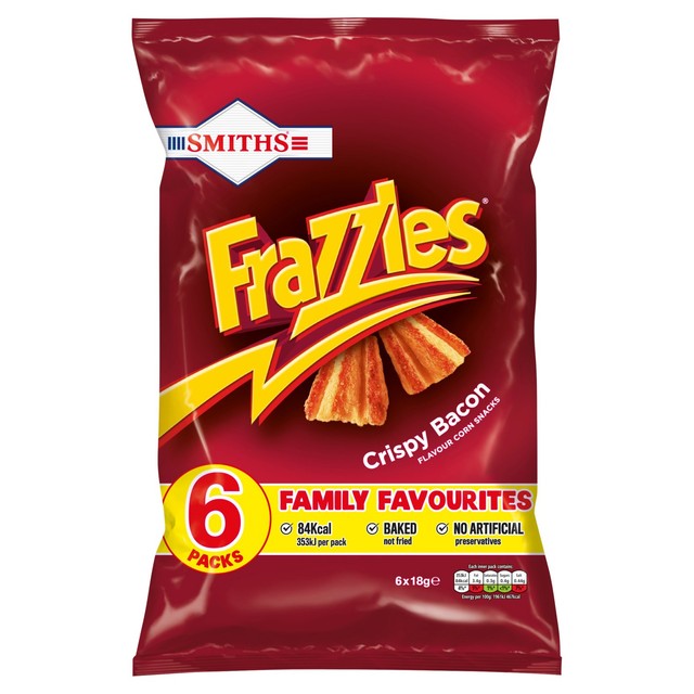 Smiths Frazzles bacon flavour crisps multipack (British brand)