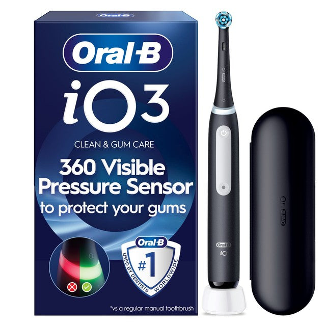 Oral-B iO3 Black electric toothbrush with travel case, imported from the UK