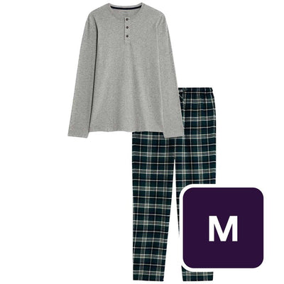 M&S Cotton Pyjama Set Grey Pyjama Set M