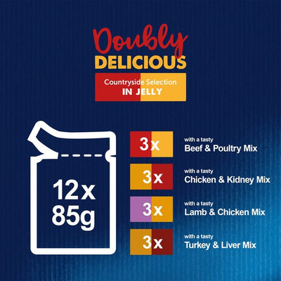 M&S Felix Doubly Delicious 7+ Countryside Selection Jelly Wet Cat Food 12 x 85g- Buy online at McGrocer