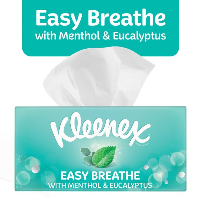 Kleenex Easy Breathe tissue box with natural eucalyptus and menthol 56 tissues, UK version