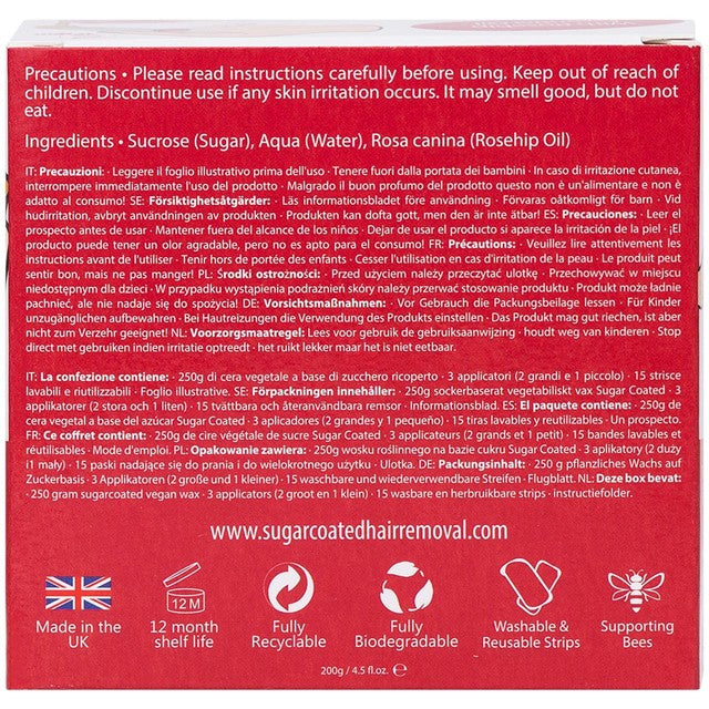 Sugar Coated leg hair removal kit with rosehip 200g (British brand)