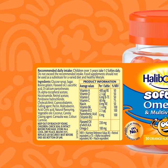 Haliborange multivitamin softies for kids 3-12 years 30 count - British product