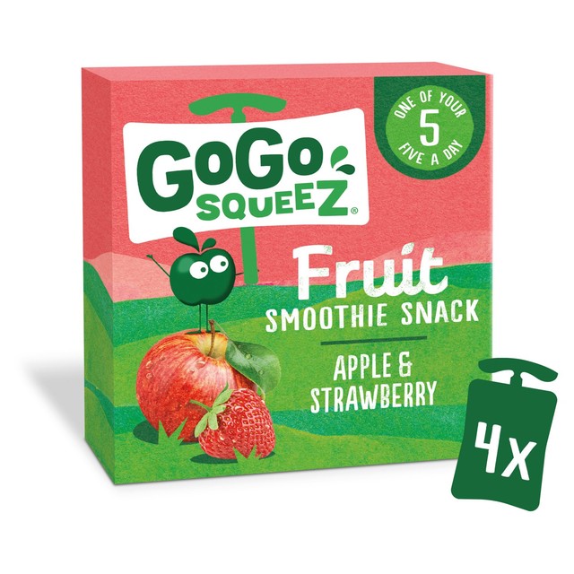 GoGo squeeZ apple strawberry fruit smoothie snack 4 x 90g, UK version