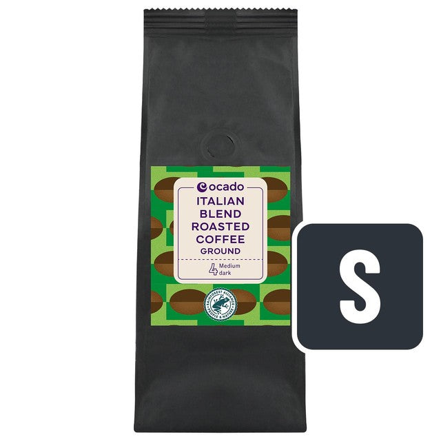Ocado Italian Blend ground coffee 227g, imported from the UK