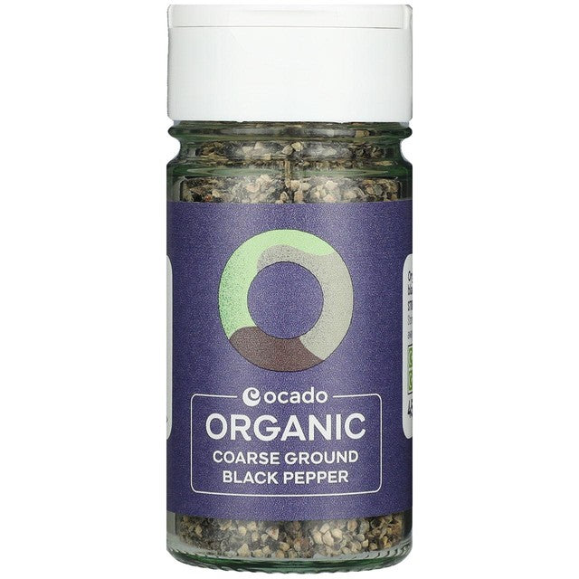 Ocado coarse black pepper 45g, imported from the UK