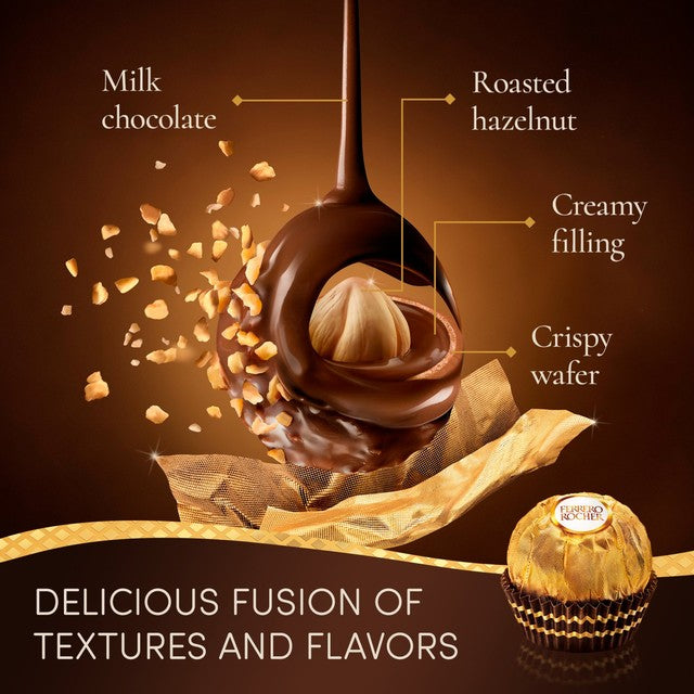 Ferrero Rocher milk chocolate hazelnut pralines box 200g - British product