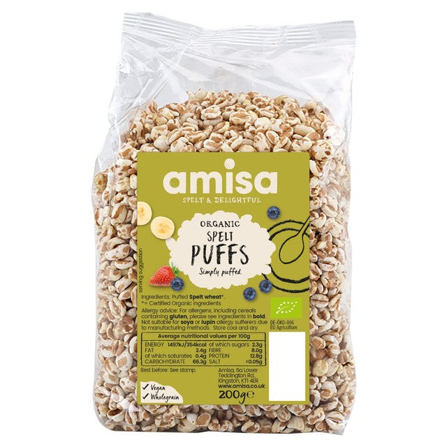 Amisa Organic Spelt Puffs 200g - British product