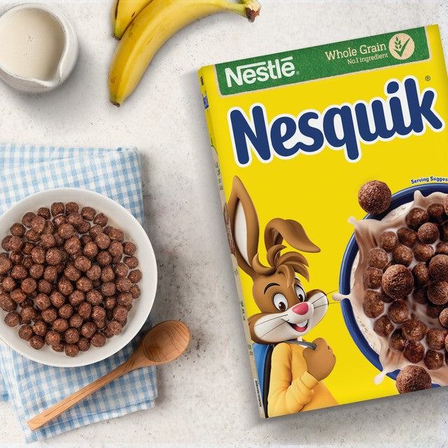 Nesquik chocolate cereal 375g, imported from the UK