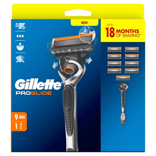 Gillette ProGlide Manual Razor + 9 Razor Blades, UK version