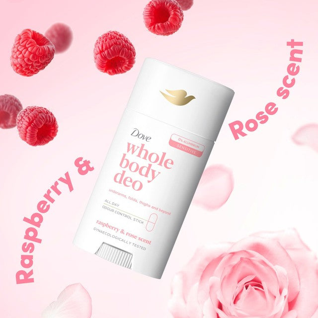 Dove whole body deodorant stick raspberry rose 48h, imported from the UK
