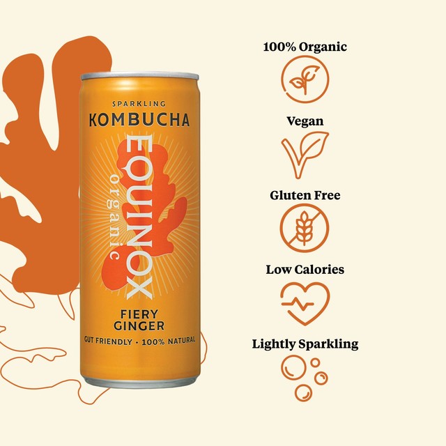 Equinox organic fiery ginger kombucha multi-pack, UK version