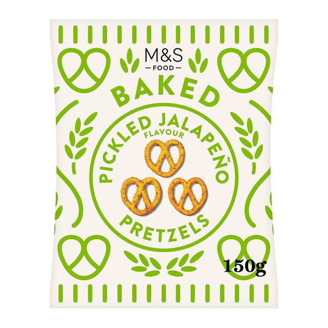 M&S pickled jalapeno flavour pretzels 150g, imported from the UK