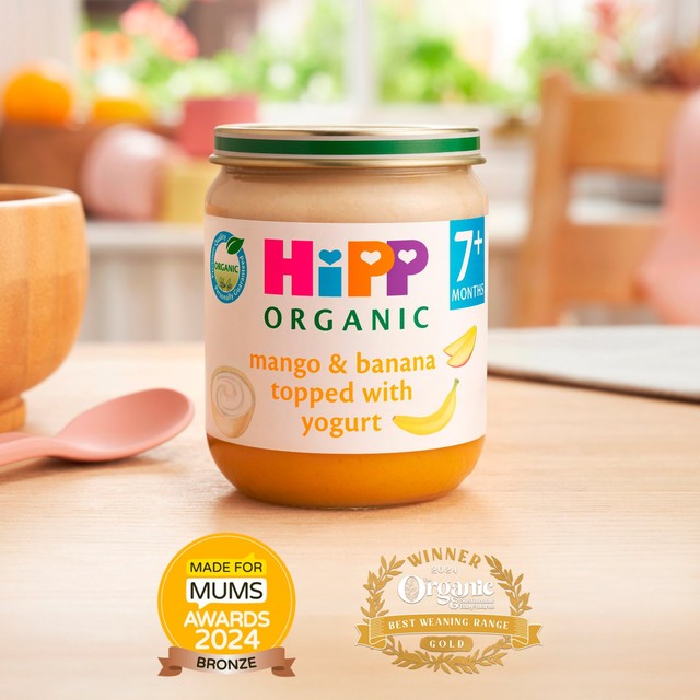 HiPP Organic mango banana baby food jar 160g, UK version