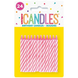 Unique Party pink spiral birthday candles pack of 24, imported from the UK