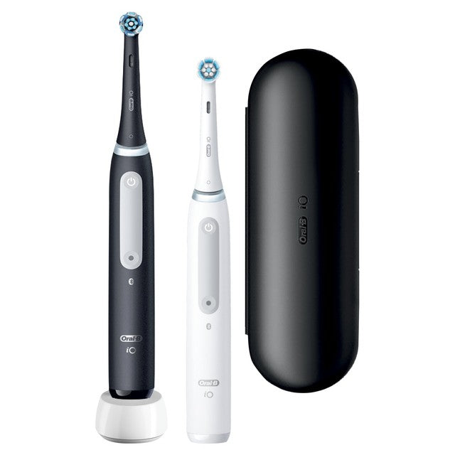 Oral-B iO4 Black & White electric toothbrush duo pack, imported from the UK