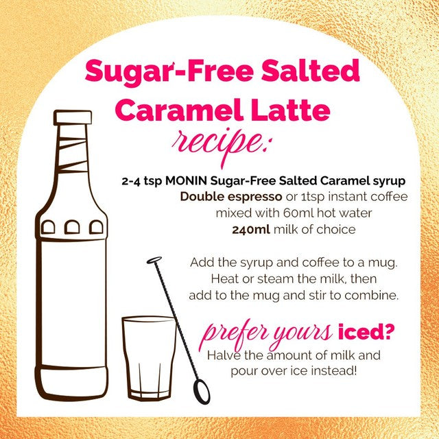 Monin Salted Caramel No Added Sugar syrup 250ml, imported from the UK
