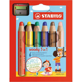 Stabilo Woody 3in1 colouring pencils wallet 6 colours (British brand)