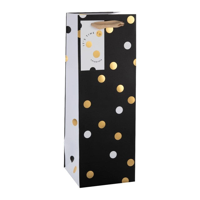 M&S black gold white spotted bottle bag 12x33.8cm - British product