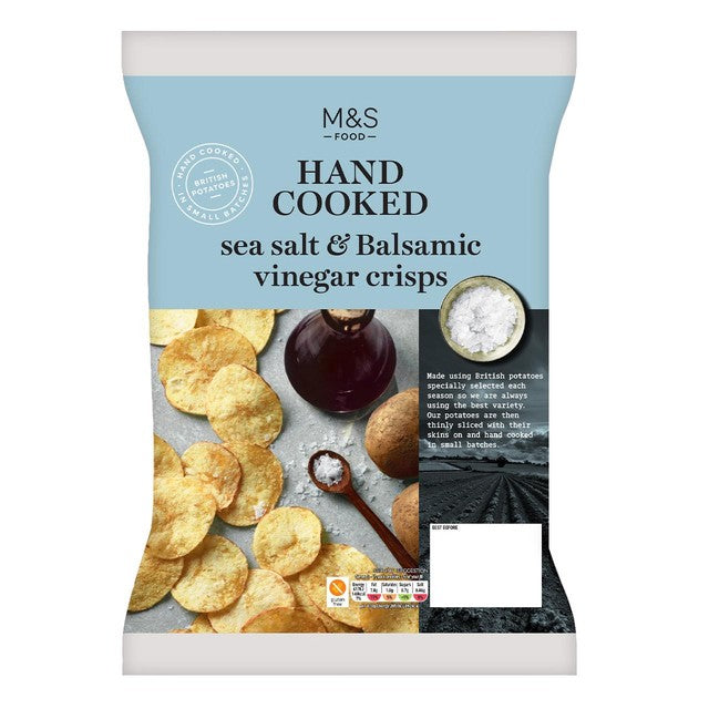 M&S sea salt and vinegar crisps 150g, imported from the UK