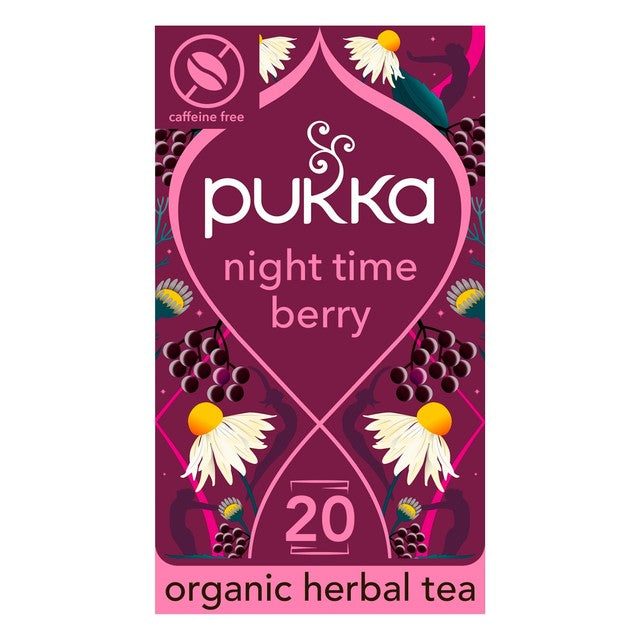 Pukka Herbs Night Time Berry Herbal Tea Bags x20, imported from the UK