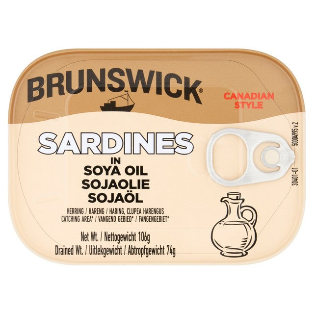 Brunswick canned sardines soya oil 106g - British product