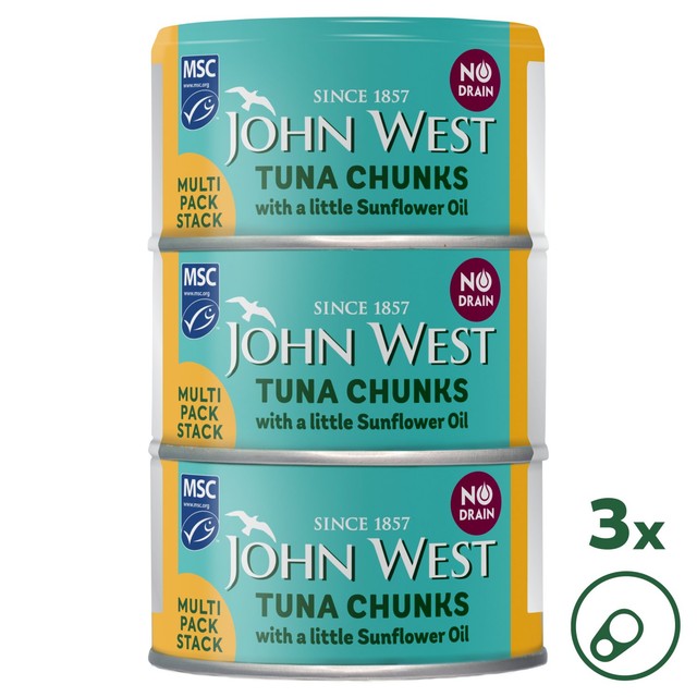 John West tuna chunks with sunflower oil 3 x 100g multipack, UK version