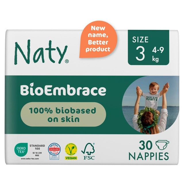 Naty BioEmbrace eco-friendly nappies Size 3 (4-9kg), imported from the UK