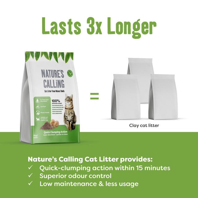 Nature's Calling 100% Biodegradable Cat Litter 4kg, imported from the UK