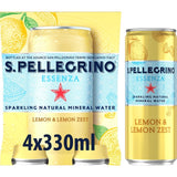 San Pellegrino Essenza Lemon Flavoured Sparkling Mineral Water 4 x 330ml (British brand)