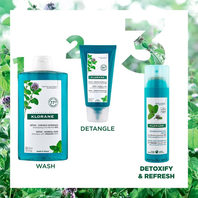 Klorane detox dry shampoo with organic aquatic mint 150ml, UK version
