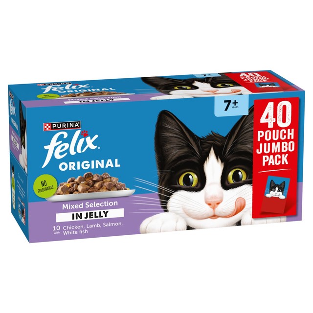 Felix senior cat food mixed selection in jelly 40x85g pouches - British product