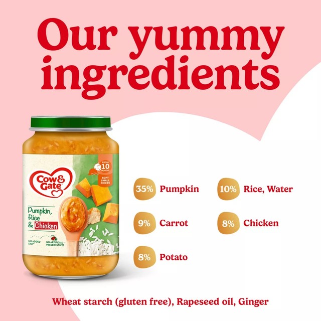 Cow & Gate pumpkin chicken rice baby food meal jar 200g - British product