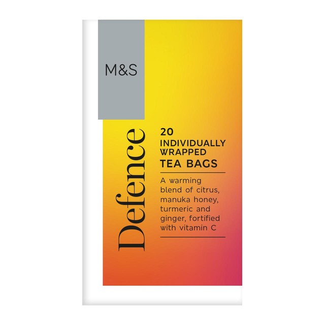M&S orange ginger lemon tea bags 20 pack, imported from the UK